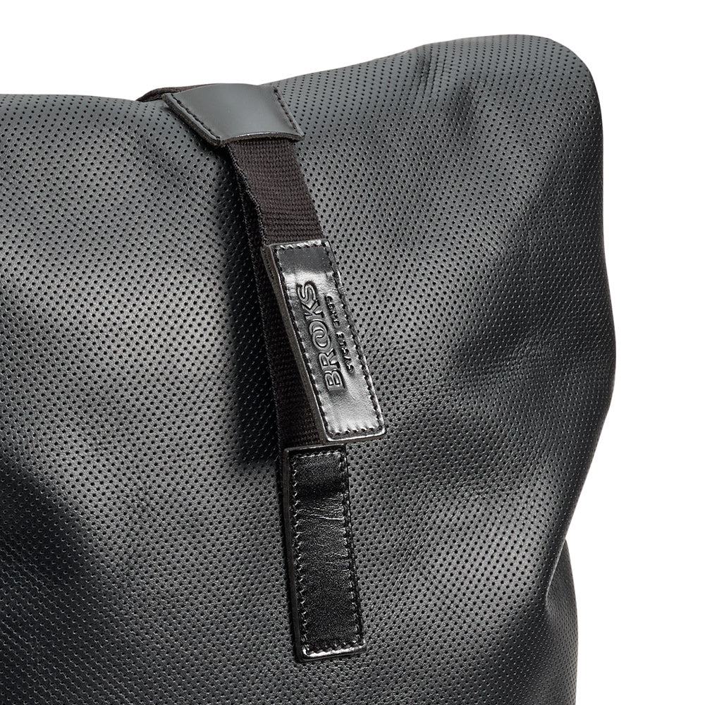 brooks england pickwick small perforated leather backpack Mochila Rolltop black A handmade bag from the highest quality vegetable tanned leather Pickwick Reflective Leather Backpack |