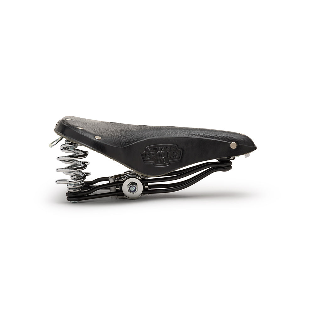 B66 Leather Bike Saddle: Black City Seat