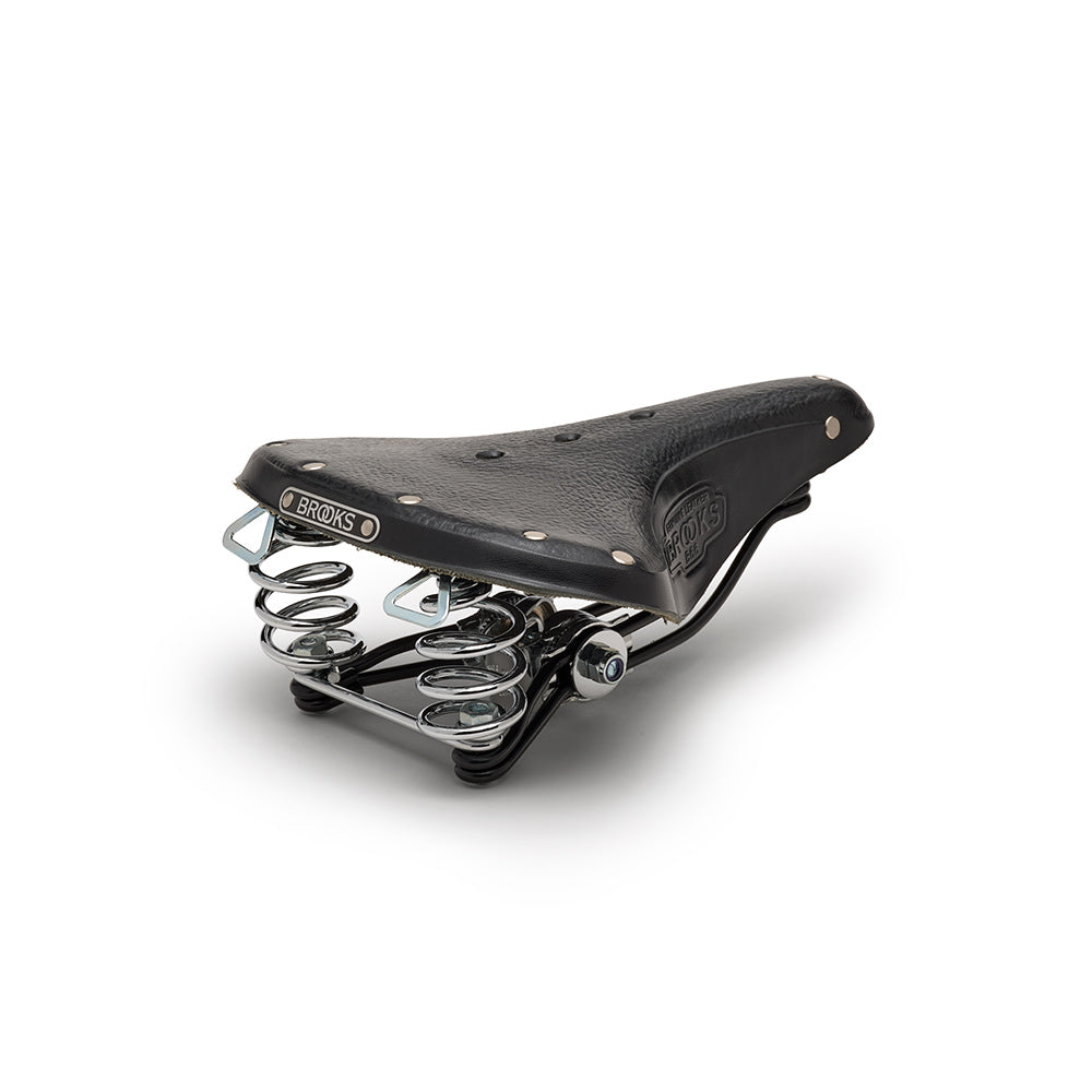 B66 Leather Bike Saddle: Black City Seat