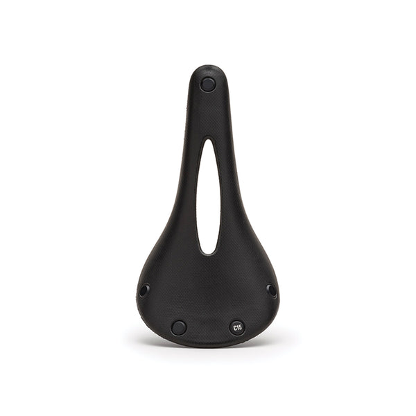 C15 Carved: Black cambium saddle with hole | Brooks England