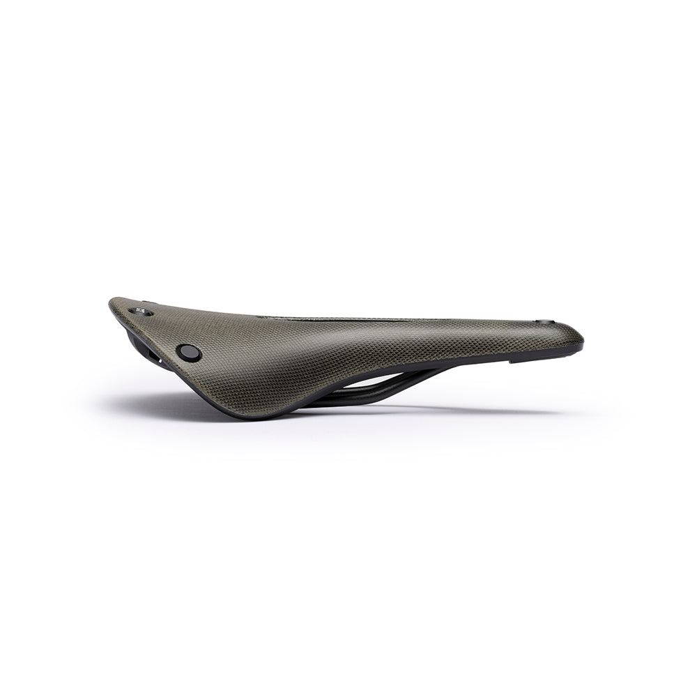 C17 Carved: Mud Green Gravel saddle with hole | Brooks England