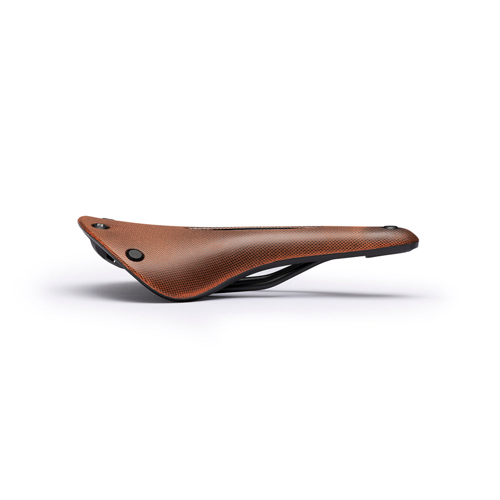 C17 Carved: Orange Gravel saddle with hole | Brooks England